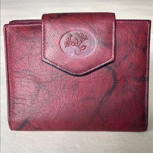 Red Leather Wallet with Embossed Design
